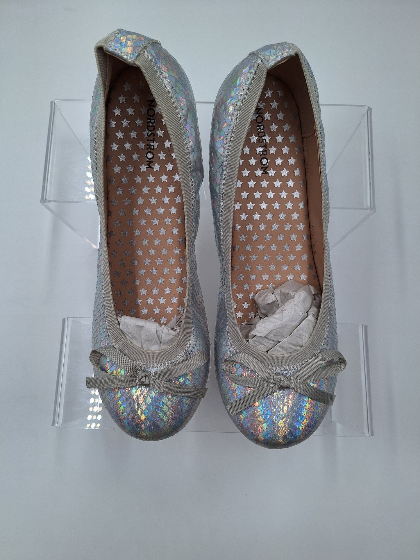 Nordstrom Girl Silver Bow Flats
