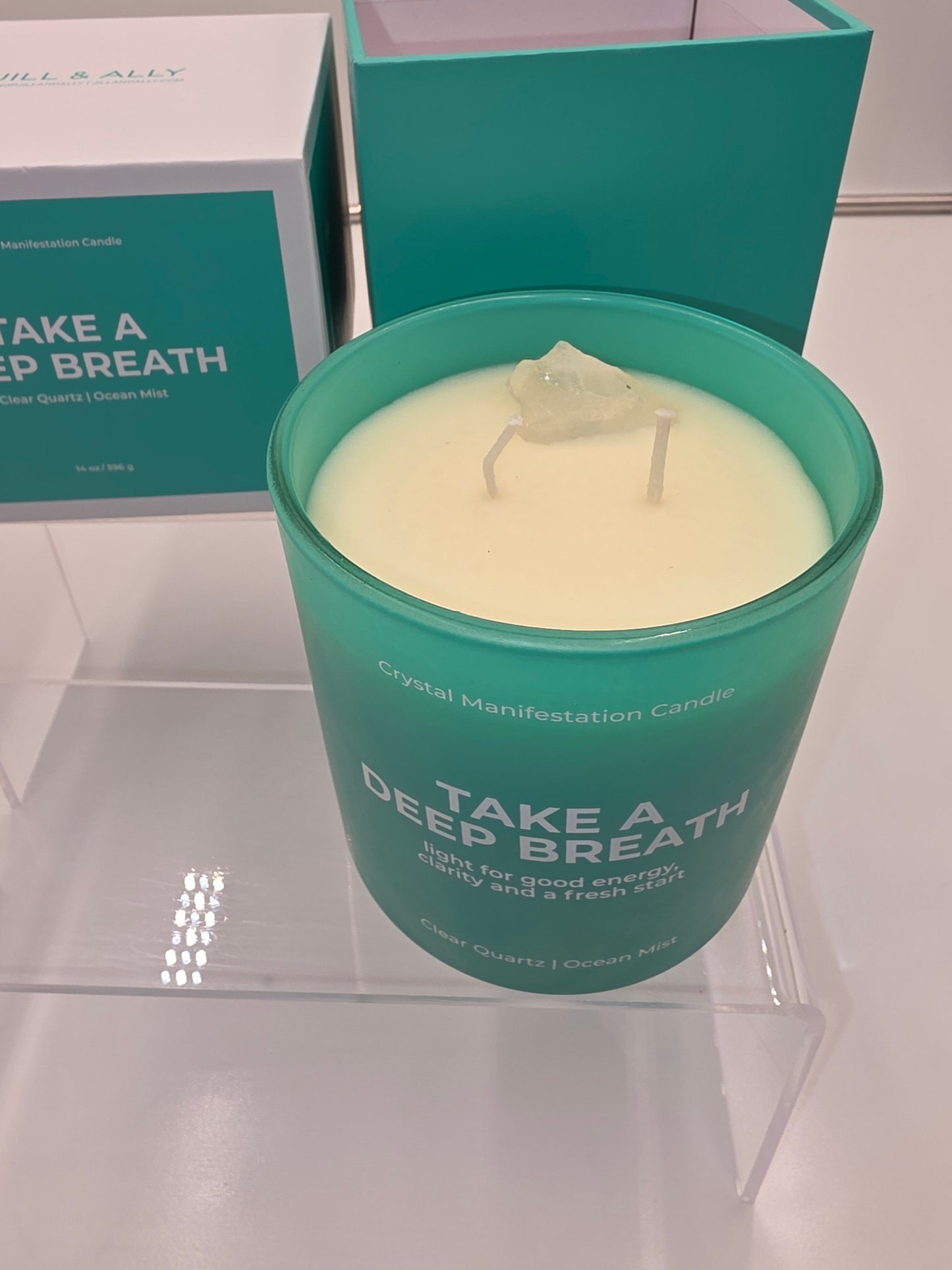 Jill & Ally Crystal Manifestation Candle - "Take a Deep Breath"