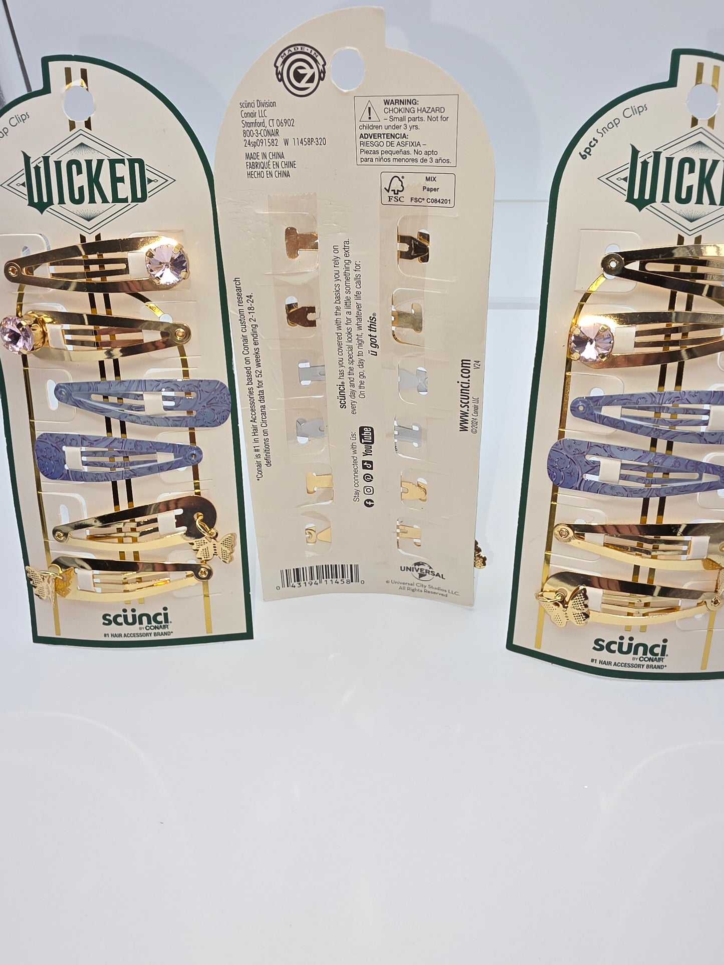 Wicked by Scunci 8-Pack Snap Clip Set - Set of 3