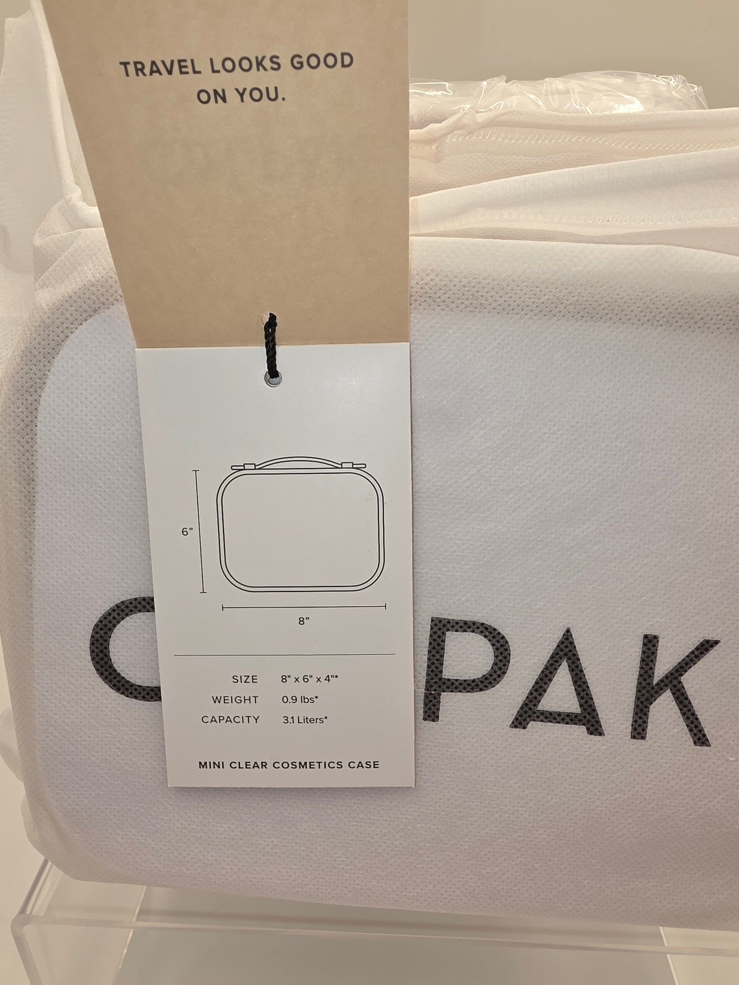 CALPAK Small Clear Cosmetics Case, Caramel