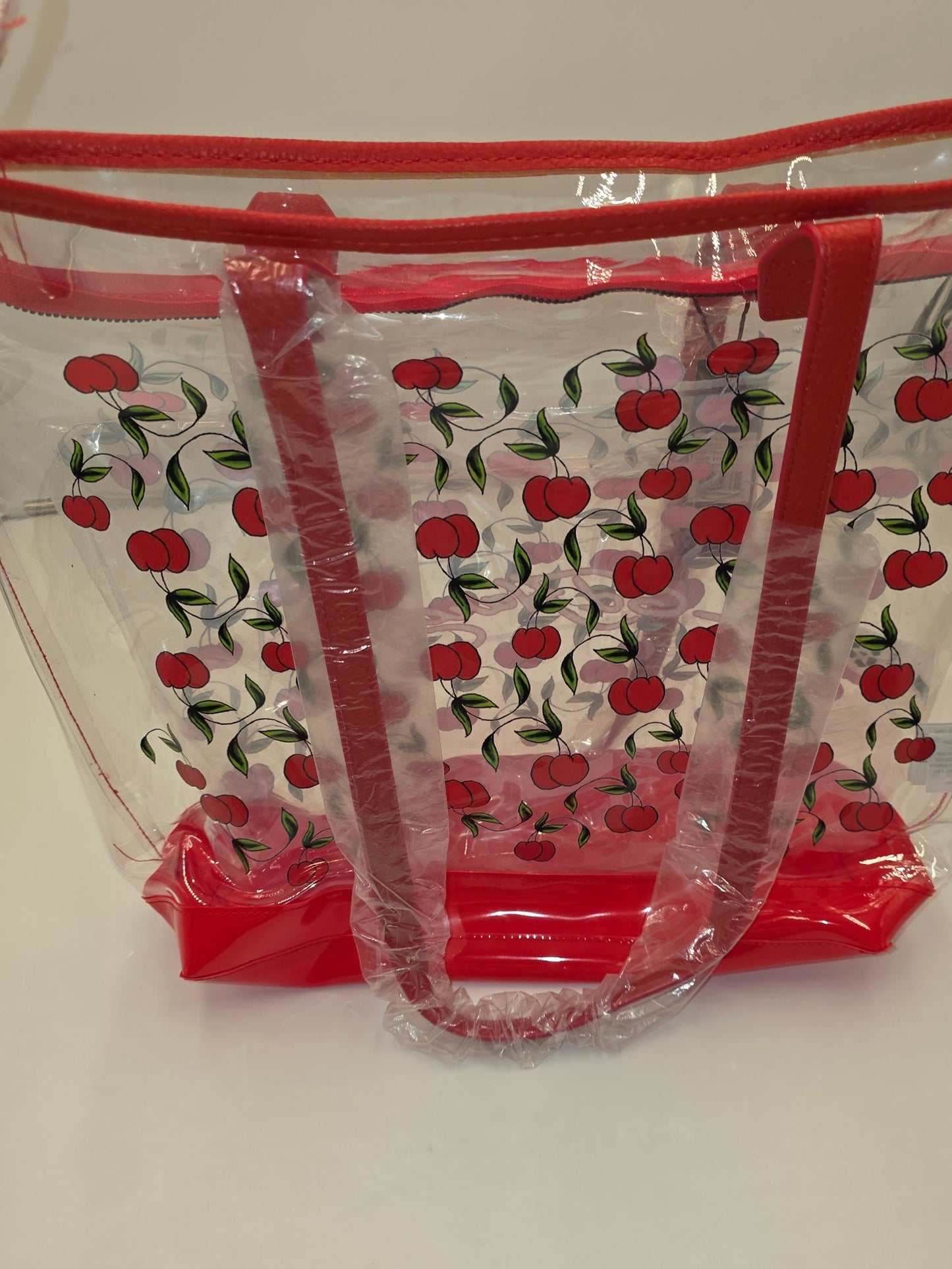 Ed Hardy Clear PVC Tote Bag / Red Cherry Print