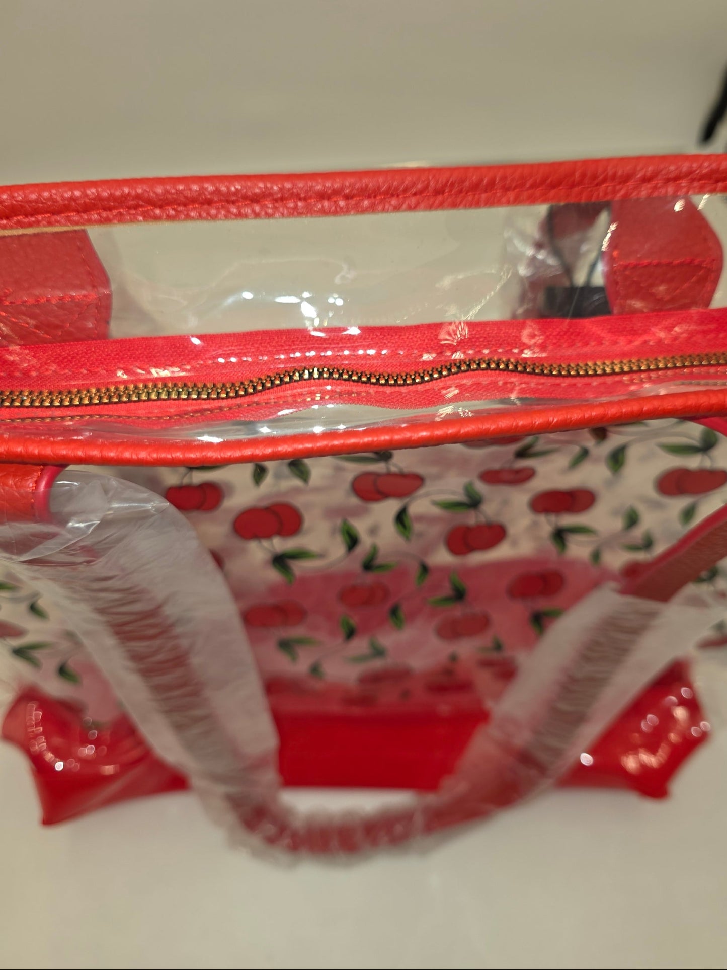 Ed Hardy Clear PVC Tote Bag / Red Cherry Print