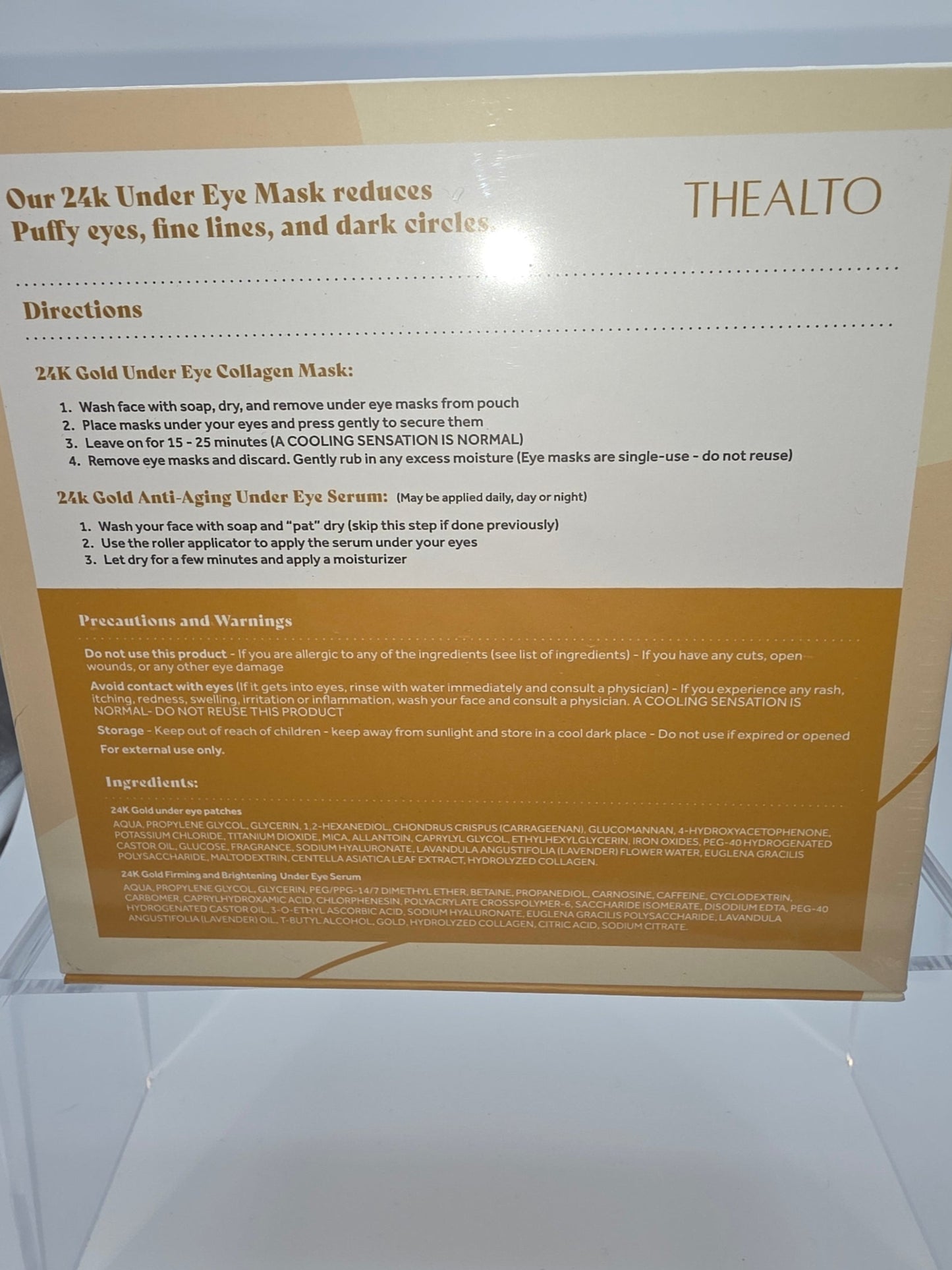 Thealto – 24K Gold Under Eye Collagen Mask with 24K Anti-Aging Under Eye Serum