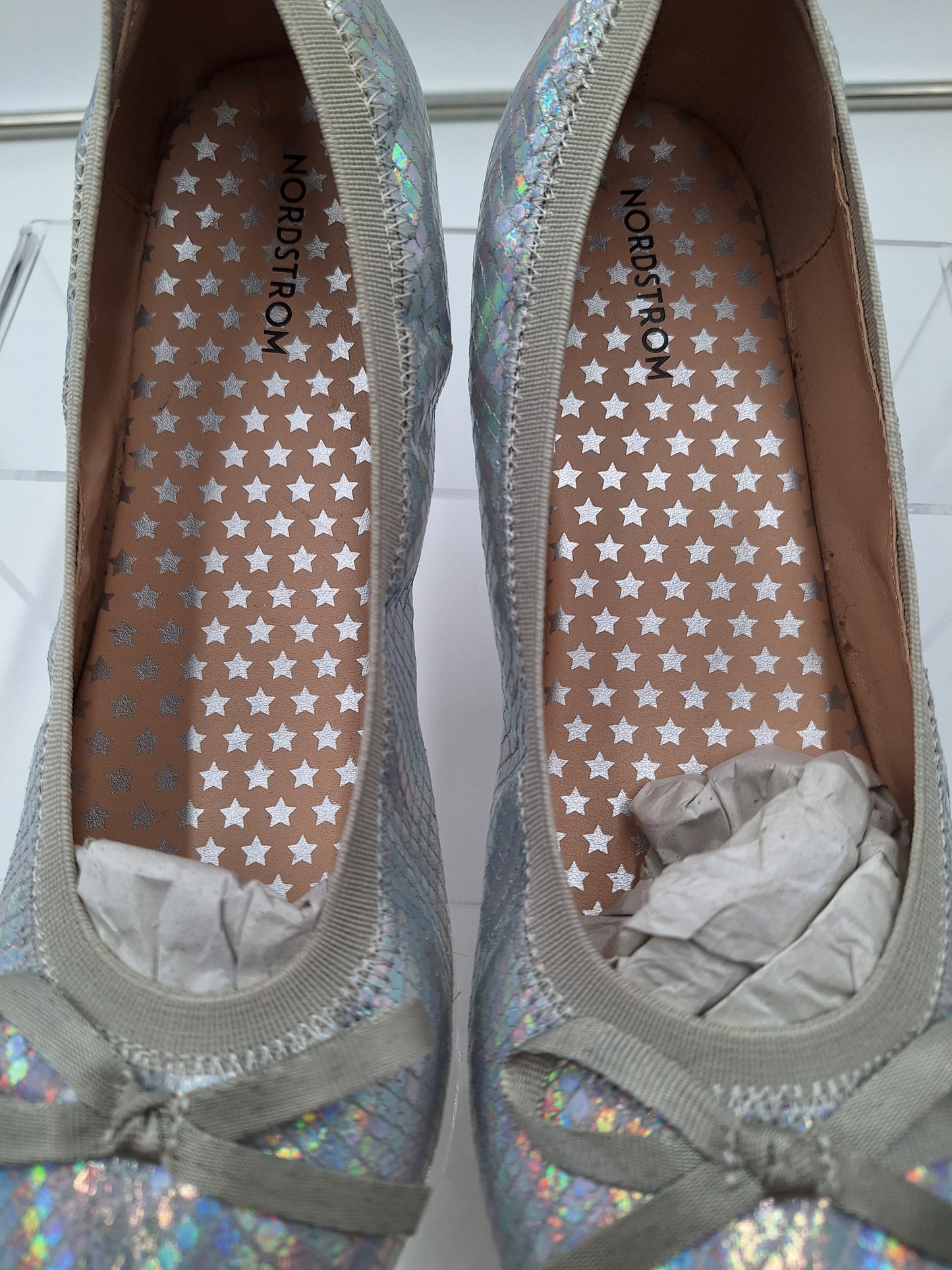 Nordstrom Girl Silver Bow Flats