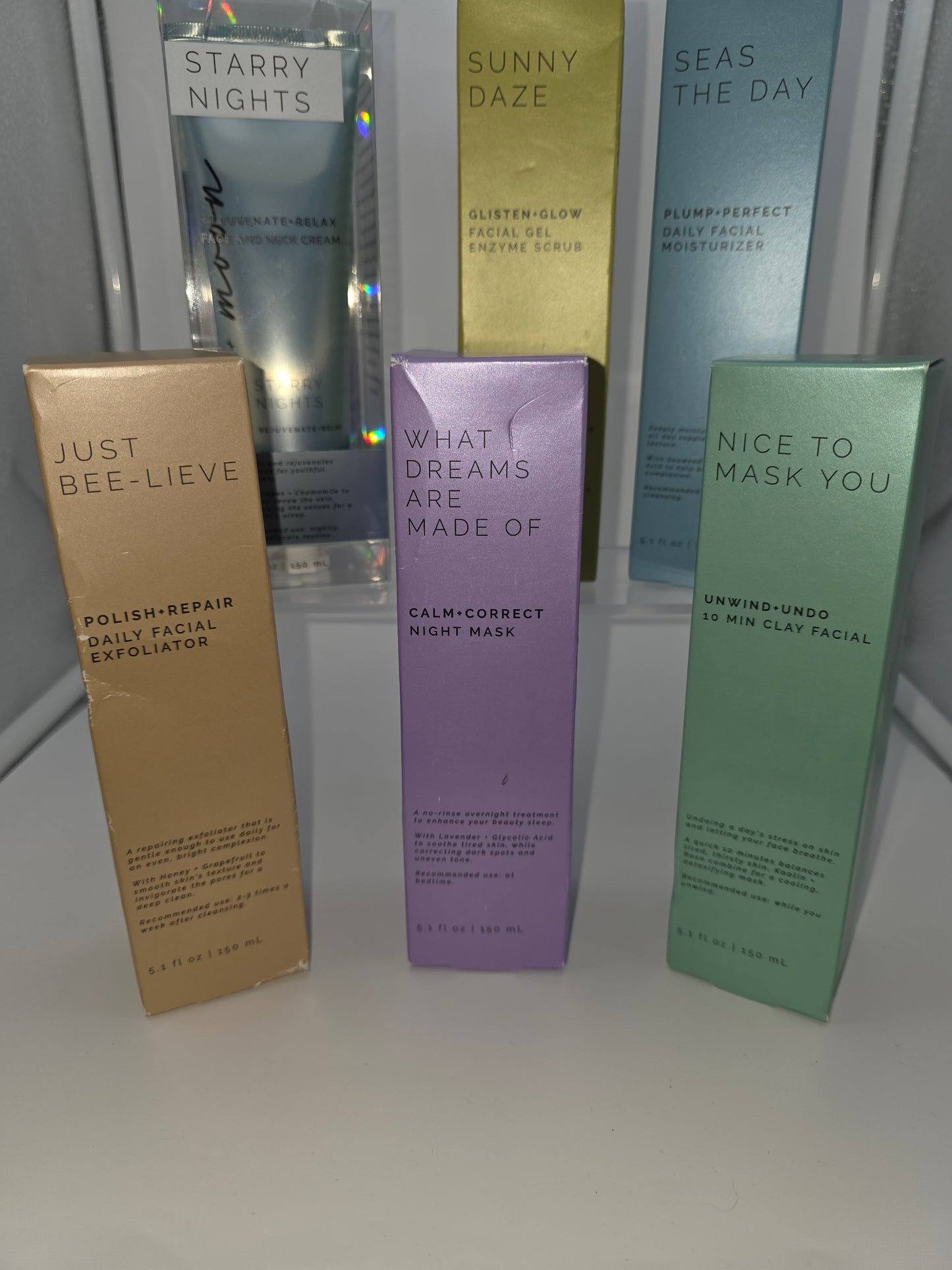 Set of Six Skincare Products From the Brand Sun + Moon Beauty, each in 5.1 fl oz (150 mL) Packaging