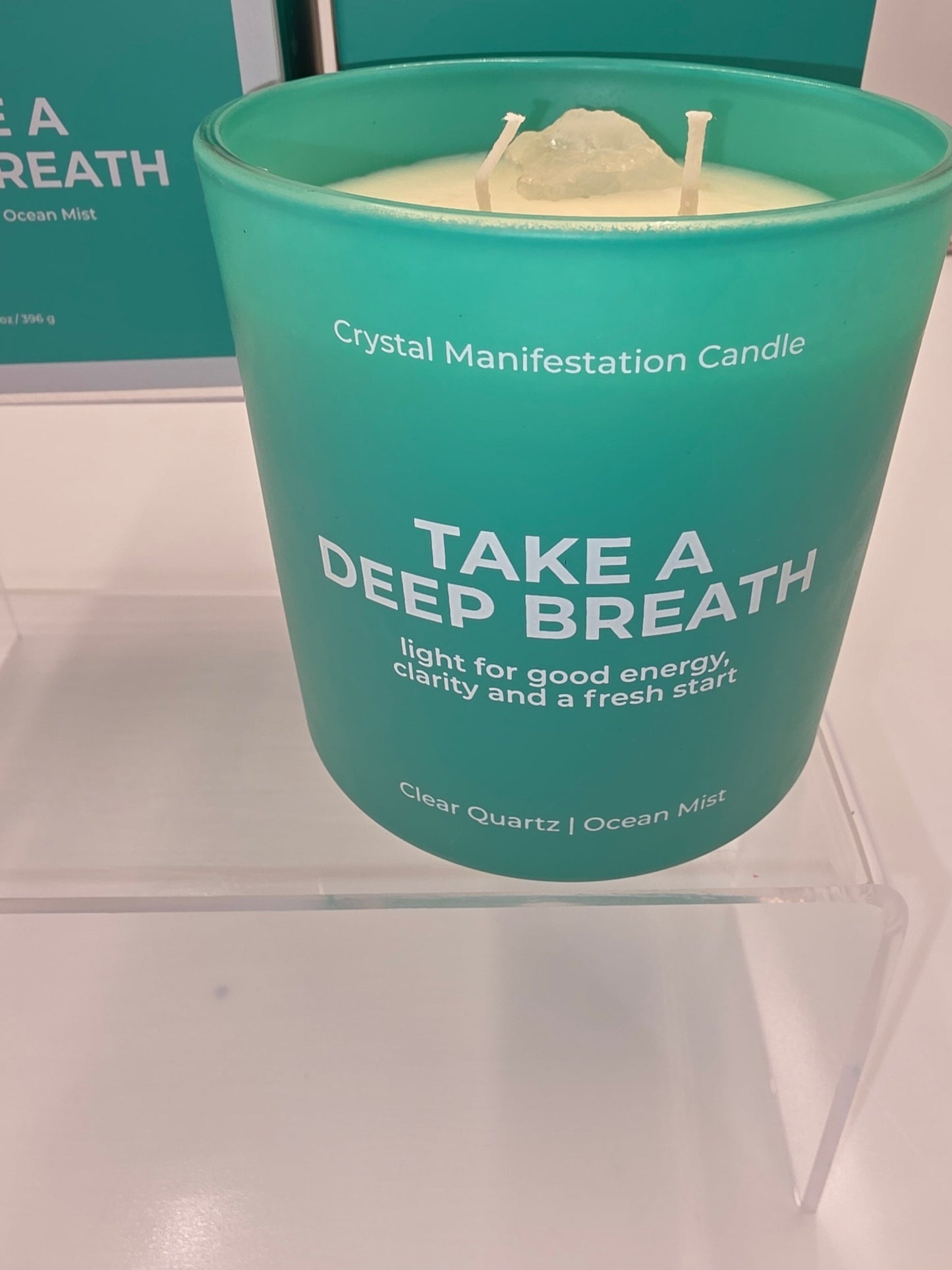 Jill & Ally Crystal Manifestation Candle - "Take a Deep Breath"