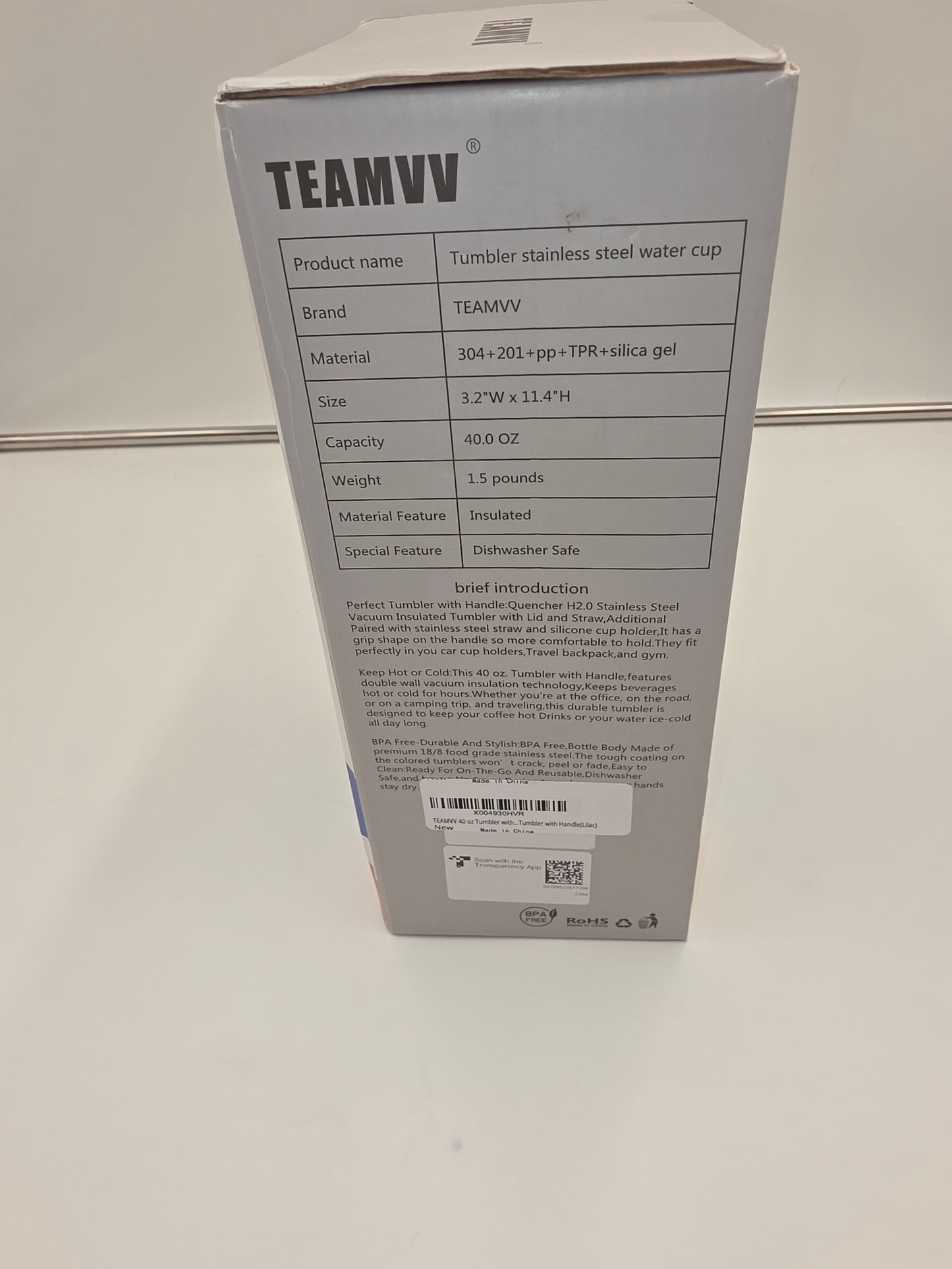 TEAMVV Stainless Steel Tumbler, 40 oz.