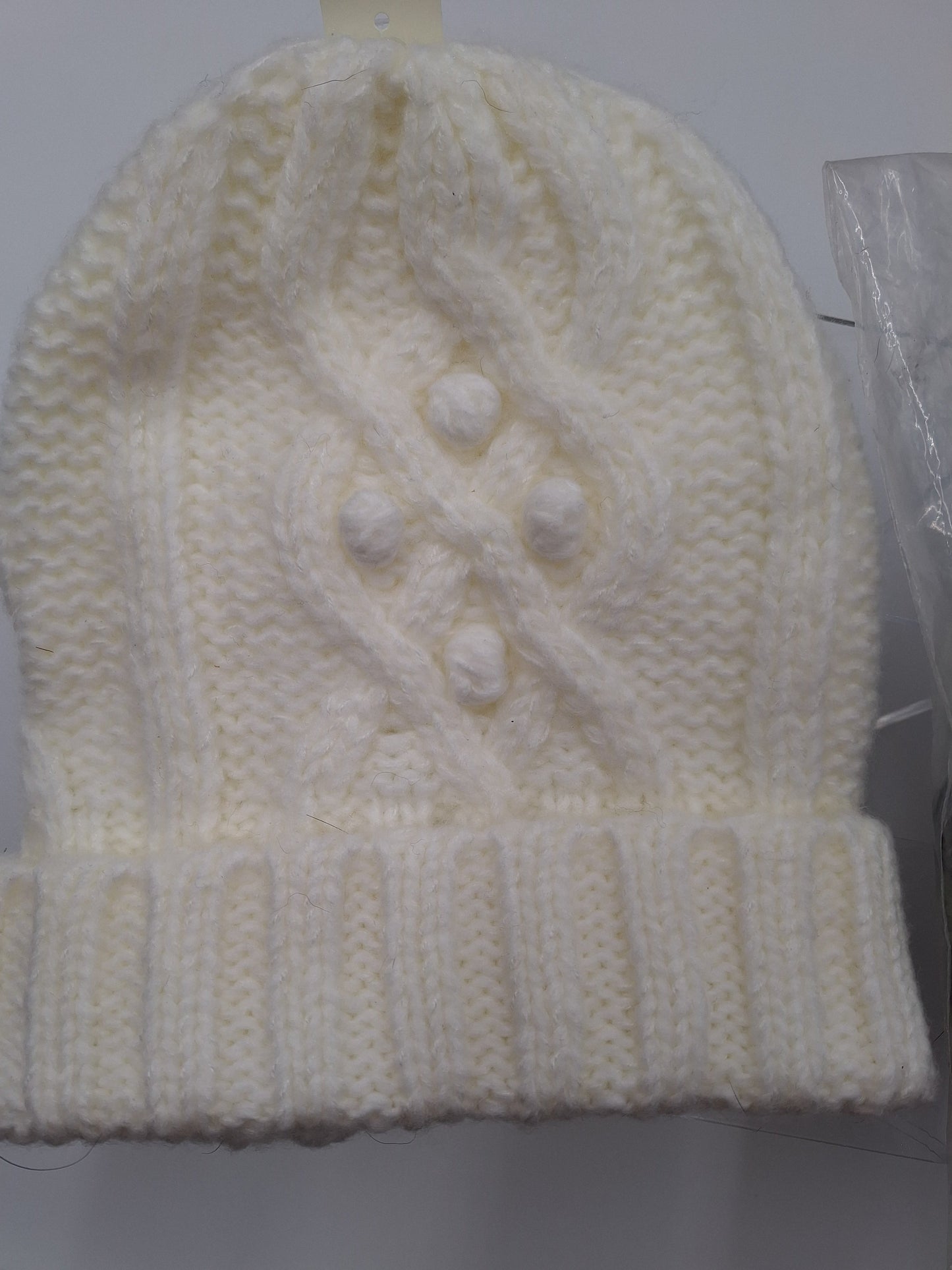 Arie Knit Beanie Hats - Set of Two; One Cream in Color; One in Camo Print